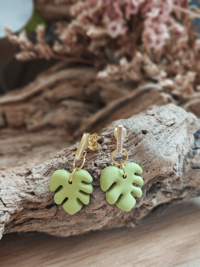 monstera earrings