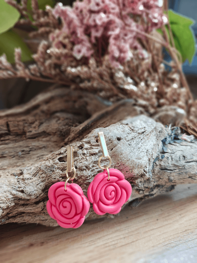 Pink rose Garden earrings